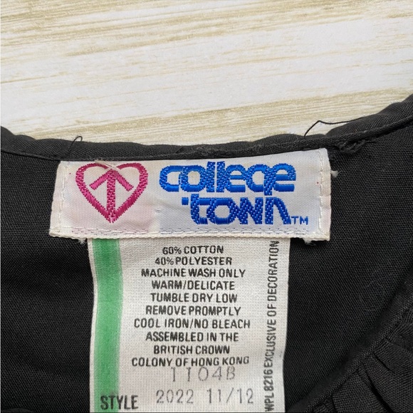 Vintage Black Collared Gothic Style College Town Blouse - Picture 6 of 8